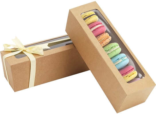 Caixa da seleção de Macaron de 25 blocos com a fita clara 6 Macaron da janela