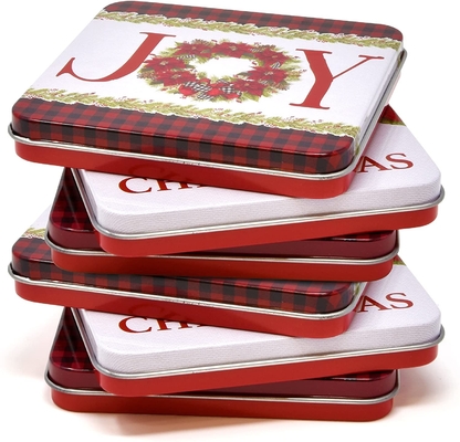 Vale-oferta Tin Gift Box Storage Container do Natal com o envoltório de presentes das tampas