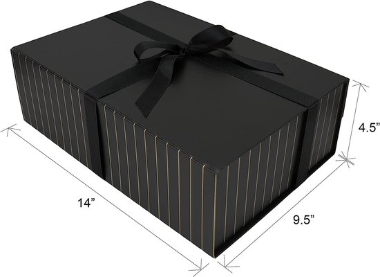Cartão magnético Matte Black da caixa de presente da fita longa