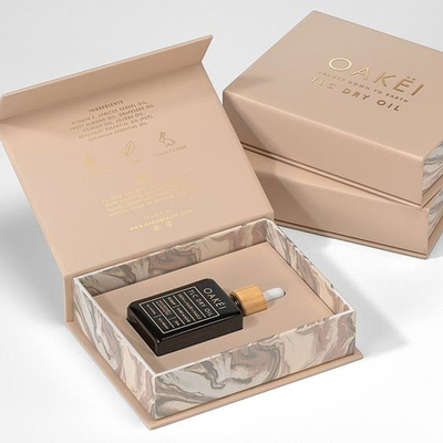 Presente cosmético reciclado dos produtos do skincare do perfume do logotipo da cópia papel cor-de-rosa luxuoso feito sob encomenda que empacota a caixa de óleo essencial