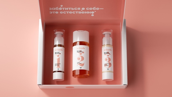 Cuidados com a pele de empacotamento de papel do grupo da caixa do presente cosmético luxuoso da menina do rosa