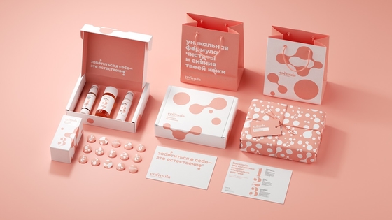 Cuidados com a pele de empacotamento de papel do grupo da caixa do presente cosmético luxuoso da menina do rosa