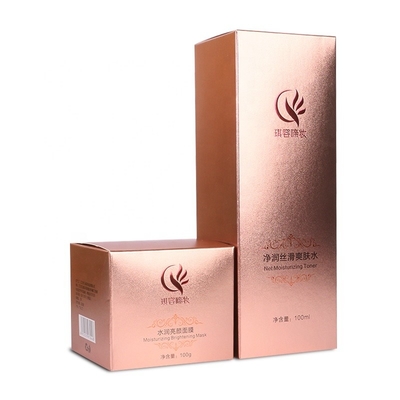 caixa cosmética luxuosa Rose Gold Paper Packaging da garrafa dos cuidados com a pele 100ml