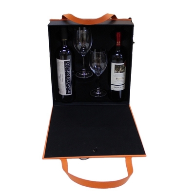 A mala de viagem de couro feita sob encomenda deu forma à caixa de presente luxuosa da embalagem do vinho tinto com punho levando