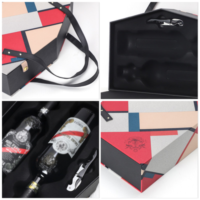 A caixa de presente rígida de couro luxuosa da garrafa de vinho tinto do plutônio personalizou