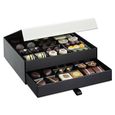 Caixa de presente de empacotamento magnética do chocolate gaveta da forma do livro de 2 camadas rígida