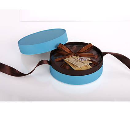 Tubo luxuoso do papel do cartão que empacota a caixa redonda do chocolate com tampa