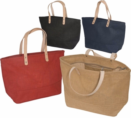 Serapilheira Tote Bag With Leather Handle do algodão do agregado familiar grande