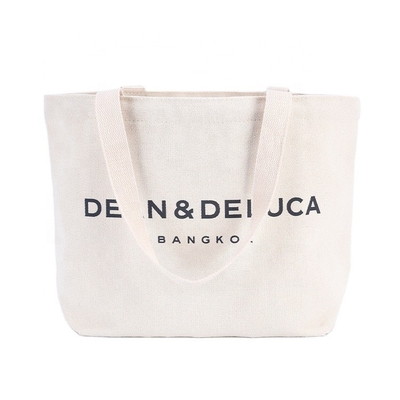 Lona reusável orgânica lisa Tote Bag With Pocket do algodão do saco de compras