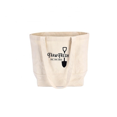 Saco de Tote Bags Pure Cotton Canvas das mulheres do ombro da praia com logotipo impresso