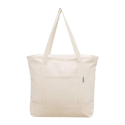 Logotipo impresso de Tote Bag With Pocket Custom da lona do zíper