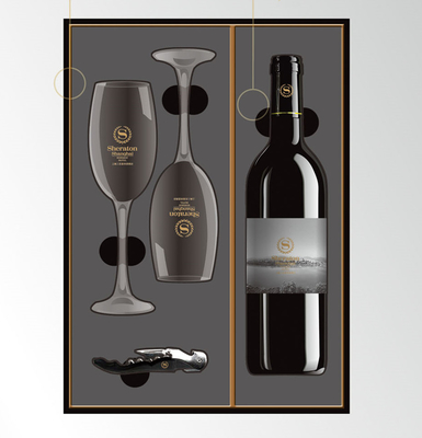 Papel de madeira da beira que reune a caixa de madeira do vidro de vinho do MDF luxuosa