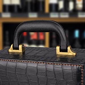 Caixa de couro superior feito a mão do vinho com a caixa acessória do portador do vinho do vinho