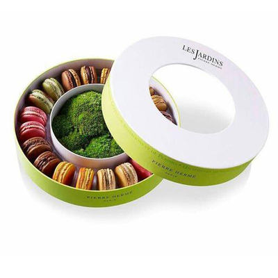 Caixa de presente luxuosa de Macaron do círculo do cartão com bandeja plástica