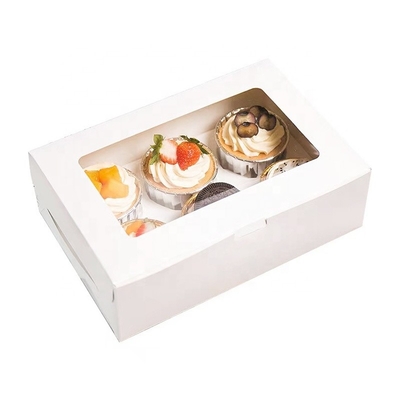 Caixa de bolo feita sob encomenda Mini Muffin Cupcake Boxes da padaria 6 furos com janela
