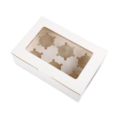 Caixa de bolo feita sob encomenda Mini Muffin Cupcake Boxes da padaria 6 furos com janela