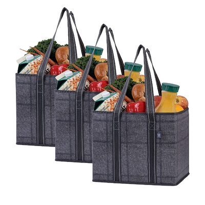 bom preço Saco de mantimento reusável dobrável de Tote Shopping Bag Hard Bottom on-line