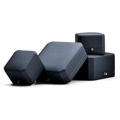 bom preço Caixa de armazenamento azul de aço lindo de Ring Leather Gift Box Jewelry on-line