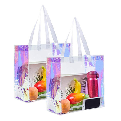 bom preço As mulheres viajam do saco de compras claro holográfico do PVC do totalizador da praia transparente impermeável on-line
