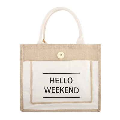bom preço Logotipo personalizado saco da juta de Tote Bag Eco Friendly Reusable de serapilheira da praia on-line