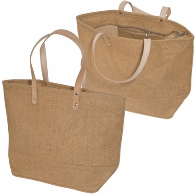 bom preço Serapilheira Tote Bag With Leather Handle do algodão do agregado familiar grande on-line